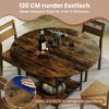 120 cm Runder Esstisch für 4-6 Personen mit 2-lagigem Ablagefach & Metallgestell Küchentisch Braun Bild 5