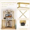 Schreibtisch mit Ladestation Eck Computertisch mit Tastaturablage & 2 Ablagen 113 x 75 x 145 cm Weiß + Gold Bild 5