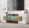 Eleganter TV-Ständer 145 cm in Hochglanz Weiß mit LED-Beleuchtung und großzügigem Stauraum, 145x30x51cm Bild 2