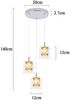 ZMH Pendelleuchte Esstisch Glas Esstischlampe - Hängelampe 3 Flammig Hängeleuchte Modern G9 Esszimmerlampe 120CM Höhenverstellbar Vintage Pendellampe für Esszimmer Küche (ohne Leuchtmittel) Bild 3
