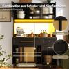 Hochschrank Sideboard mit PE-Rattan Tür LED Beleuchtung Schubladen verstellbare Böden Aluminiumgriffe Küchen Wohnbereich Bild 4