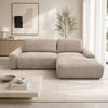 Goldstoff Ecksofa mit Schlaffunktion und Bettkasten, Cord Sofa - Modernes Schlafsofa, L-Form Schlafsofa mit Schlaffunktion und Bettkasten, moderner Cordstoff 2 Teile, pflegeleichtes Cordsofa mit Schlaffunktion in beige Bild 2
