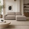 Goldstoff Ecksofa mit Schlaffunktion und Bettkasten, Cord Sofa - Modernes Schlafsofa, L-Form Schlafsofa mit Schlaffunktion und Bettkasten, moderner Cordstoff 2 Teile, pflegeleichtes Cordsofa mit Schlaffunktion in beige Bild 3