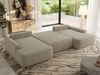 U-förmige Ecke, Ecksofa mit schlaffunktion und bettkasten, lose kissen, Wellenfeder, Big sofa XXL - CUBO U - Dunkelbeige Struktur Bild 3
