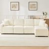 4-Sitzer Sofa aus Cord mit Stauraum & Hocker, 280 x 146 x 85 cm, Beige Bild 5