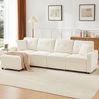 4-Sitzer Sofa aus Cord mit Stauraum & Hocker, 280 x 146 x 85 cm, Beige Bild 2