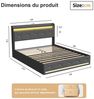 Gdood Stauraumbett Polsterbett Dopplebett LED, Hydraulische Bett box (1-tlg, Kopfteil & Hydraulisch hebbarer Stauraum), LED-Beleuchtung, Kabelloses Laden, Lattenrost, Leinen, 140x200 cm Bild 3