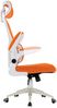 Flexibler Bürostuhl in moderner Mesh-Optik ergonomischer Schreibtischstuhl mit Nacken- und Lordosenstütze Gamingstuhl mit atmungsaktiver Netzrückenlehne und Wippfunktion Weiß/Orange Bild 4