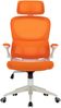 Flexibler Bürostuhl in moderner Mesh-Optik ergonomischer Schreibtischstuhl mit Nacken- und Lordosenstütze Gamingstuhl mit atmungsaktiver Netzrückenlehne und Wippfunktion Weiß/Orange Bild 2