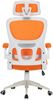 Flexibler Bürostuhl in moderner Mesh-Optik ergonomischer Schreibtischstuhl mit Nacken- und Lordosenstütze Gamingstuhl mit atmungsaktiver Netzrückenlehne und Wippfunktion Weiß/Orange Bild 5
