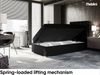 MEBLINI Boxspringbett LUKAS 90x200 cm mit Bettkasten - H3/Schwarz Webstoff Gepolstert Einzelbett mit Topper & Bonellfederkern-Matratze - 90x200 Rechts Bild 3