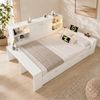 Merax Doppelbett 140x200 cm Jugendbett – Tagesbett mit Schubladen und Stauraum, Holz-Bett mit Doppeltüren & USB/USB-C Anschlüssen , Weiß Bild 2