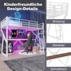 Hochbett, Eisenrahmen LED-Leiste Geländer Treppe Schreibtisch ohne Matratze，Weiß, 90 x 200 cm Bild 3