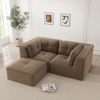 2-Sitzer Sofa 208x177x69 cm aus Cordstoff rahmenlos modular mit Ottomane, braun Bild 3