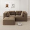 2-Sitzer Sofa 208x177x69 cm aus Cordstoff rahmenlos modular mit Ottomane, braun Bild 2