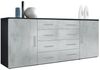 Vladon Sideboard Faro V2, Kommode mit 2 Türen und 4 Schubladen, Schwarz matt/Beton Oxid Optik (166 x 72 x 35 cm) Bild 5