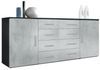 Vladon Sideboard Faro V2, Kommode mit 2 Türen und 4 Schubladen, Schwarz matt/Beton Oxid Optik (166 x 72 x 35 cm) Bild 4