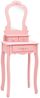 Schminktisch-Set mit Hocker, Paulownia-Holz, rosa, 50 x 59 x 136 cm Bild 2
