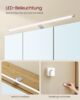 VASAGLE Badezimmerschrank mit LED-Beleuchtung, 14,5 x 70 x 70 cm, Stecker, Hängekorb, Haartrockner-Halter, Spiegelschrank, Badschrank, Wandschrank, für Badezimmer, natureichenfarben Bild 3