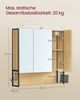 VASAGLE Badezimmerschrank mit LED-Beleuchtung, 14,5 x 70 x 70 cm, Stecker, Hängekorb, Haartrockner-Halter, Spiegelschrank, Badschrank, Wandschrank, für Badezimmer, natureichenfarben Bild 5