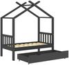 vidaXL Hausbett mit Schublade Dunkelgrau Massivholz Kiefer 70x140 cm Bild 5