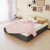 Modern Simple Style Bed Frame, 160*200 cm, Grey, Dutch Velvet Fabric, with Gas Lift, Modern Bedroom Furniture, Excluding Headboard and Mattress. Bild 2