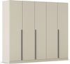 rauch Kleiderschrank Alba, Drehtürenschrank, Garderobenschrank, 5-türig, mit 4 Kleiderstangen, 5 Einlegeböden und Schubladeneinsatz, Farbe Champagner, Beige, Griffstange Grau metallic, Schwarz, 226x197x54cm Bild 3