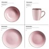 Modernes Geschirr Set für 6 Personen mit messingfarbenem Rand, 24-teiliges Kombiservice mit randlosen Coupe-Formen; Rosa Bild 2
