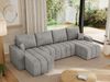U-förmiges Ecksofa mit Schlaffunktion und Bettkasten, Couch U-form - KIRASSO U - Hellgrau Velours Bild 4