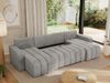 U-förmiges Ecksofa mit Schlaffunktion und Bettkasten, Couch U-form - KIRASSO U - Hellgrau Velours Bild 5