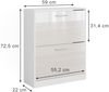 Schuhschrank Gizmo Weiß Hochglanz 59 x 72.5 cm 2 Fächern Vicco Bild 3
