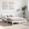 vidaXL Bettrahmen mit Kopfteil Weiß 135 x 190 cm Massives Kiefernholz 873281 Bild 3