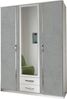 Kleiderschrank Duo in Weiß mit Beton mit Aufleistungen in Chrom – Drehtürenschrank in verschiedenen Größen - Kleiderschrank 135 cm Breite Bild 1