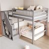 Merax Hochbett (Jugendbett mit Rausfallschutz und Lattenrost, 1-St) Etagenbett 140x200cm mit Treppe und Stauraum, Kiefernholz Kinderbett Bild 3