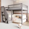 Merax Hochbett (Jugendbett mit Rausfallschutz und Lattenrost, 1-St) Etagenbett 140x200cm mit Treppe und Stauraum, Kiefernholz Kinderbett Bild 2