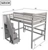 Merax Hochbett (Jugendbett mit Rausfallschutz und Lattenrost, 1-St) Etagenbett 140x200cm mit Treppe und Stauraum, Kiefernholz Kinderbett Bild 4