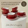 MUVELL Cappuccinotasse 6er Cappuccino-Set "ROM" inkl. Tasse 200ml + Untertasse, rot, 6-tlg, Keramik, 200 ml rot mit weißen Rand und Innenfläche Bild 2