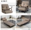 HOMCOM Sessel Gästebett mit Rückenkissen, Polstersofa mit Verstellbarer Rückenlehne (Relaxsessel mit Bettfunktion, 1-St, Schlafsofa), für Schlafzimmer, Wohnzimmer, Hellbraun Bild 3