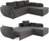 Ecksofa Schlaffunktion Couch mit Rutschenlehne Bettkasten Cord Dunkelgrau Bild 1