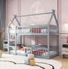 Hochbett Mit Spielebene Grau 90x200 Holz Metall Sicherheitsgeländer Treppe 120kg Tragkraft Kinderzimmer Spielbett Schlafbereich Multifunktional Bild 3