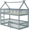 Hochbett Mit Spielebene Grau 90x200 Holz Metall Sicherheitsgeländer Treppe 120kg Tragkraft Kinderzimmer Spielbett Schlafbereich Multifunktional Bild 5