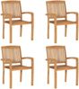 vidaXL Stapelbare Gartenstühle mit Kissen 4 Stk. Massivholz Teak 3073220 Bild 2