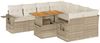 vidaXL 9-tlg. Garten-Sofagarnitur mit Kissen Beige Poly Rattan 3327131 Bild 2