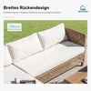 PHI VILLA Gartenlounge-Set, (1 Zweisitzer-Sofa, 1 Chaiselongue und 1 Kleiner Couchtisch, PE Rattan Lounge Möbel Outdoor), 4 Personen Terassenmöbel Außen Gartensofa, Beige und Dunkelblau Bild 3