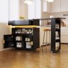 Merax Ausziehbarer Bartisch (115-183 × 40 × 99 cm), ausziehbare Kücheninsel, Bartisch mit Stauraum, LED‑Beleuchtung, 360° Drehfunktion, mobile Kaffeebar, geeignet für Küche und Esszimmer, Schwarz Bild 5
