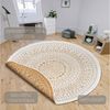 Northrugs Porto In- und Outdoor Teppich Rund – Runder Wendeteppich Wasserfest Mandala Design Flachgewebe Teppich Wetterfest für Balkon, Terrasse, Garten, Wohnzimmer in Ocker, ⌀140cm Bild 3