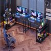 HOMALL Gamingtisch L-förmiger Computertisch mit Steckdosen, USB-Anschlüssen und Stauraum (120/140 × 50 × 75/80 cm großer Gaming-Tisch mit zwei Ablageflächen, einer abnehmbaren Trennwand zum Selberbauen und Kopfhörer-/Becherhaltern) Bild 3