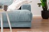 KAWOLA Big Sofa MADELINE mit Holztablett natur für Armlehne Cord hellblau 85 x 170 x 290 cm Bild 5
