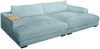 KAWOLA Big Sofa MADELINE mit Holztablett natur für Armlehne Cord hellblau 85 x 170 x 290 cm Bild 3