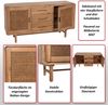 Sideboard HWC-M47, Schrank Kommode Highboard, Staufächer Schublade, Rattan Akazie Massiv-Holz gebeizt 83x160x45cm 47kg Bild 2